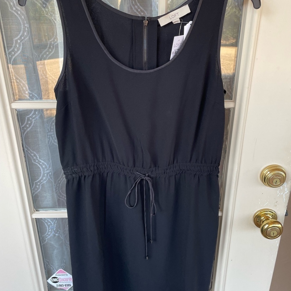 Ann Taylor LOFT Black Sleeveless Dress Size 10 🖤 Minimalist Zip Front - Capsule